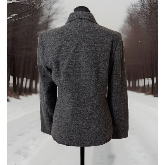 Charter Club Blazer Jacket Women's Wool Blend Tweed Dark Grey Pockets S? - Picture 3 of 3